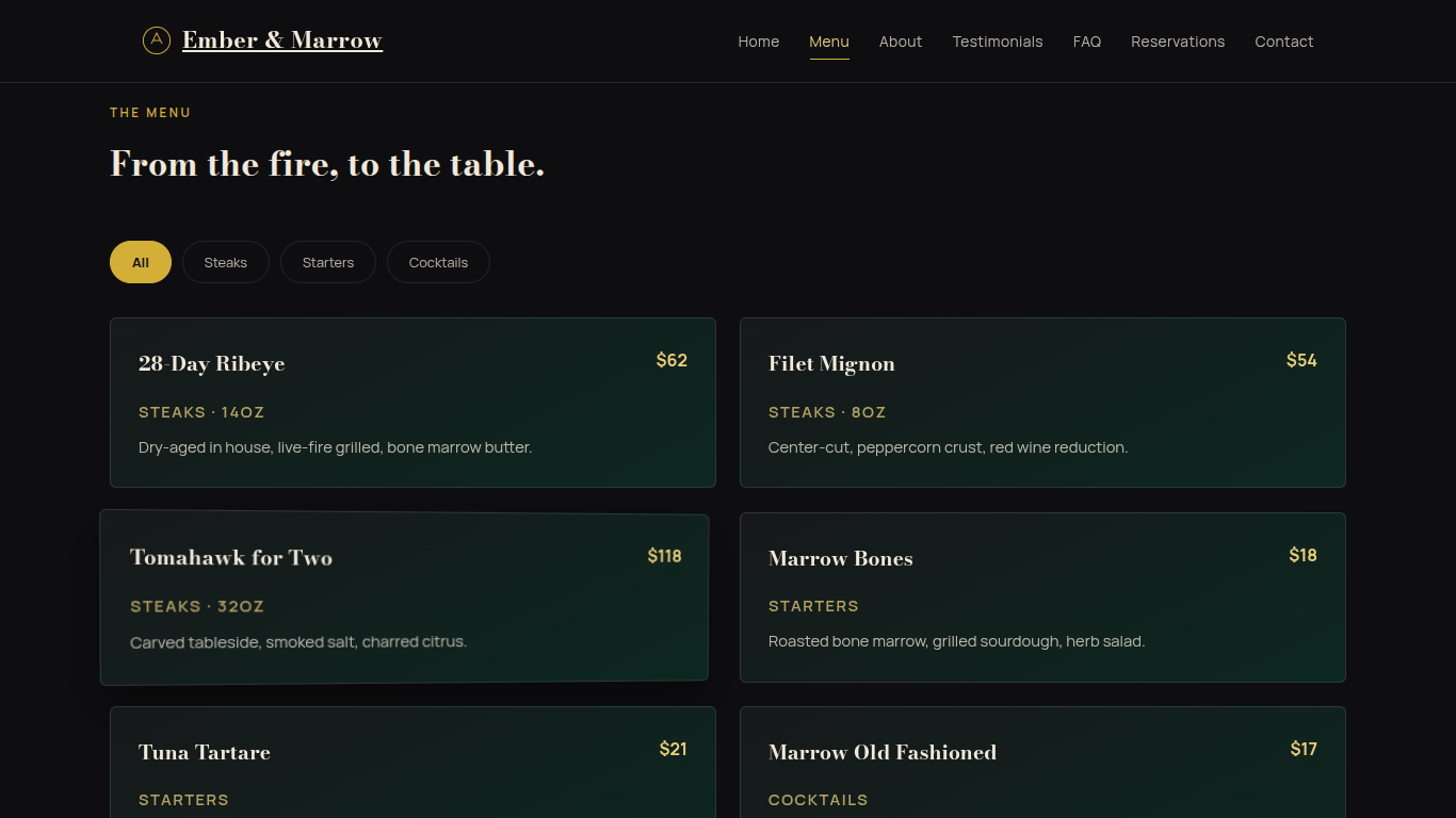 Restaurant template preview