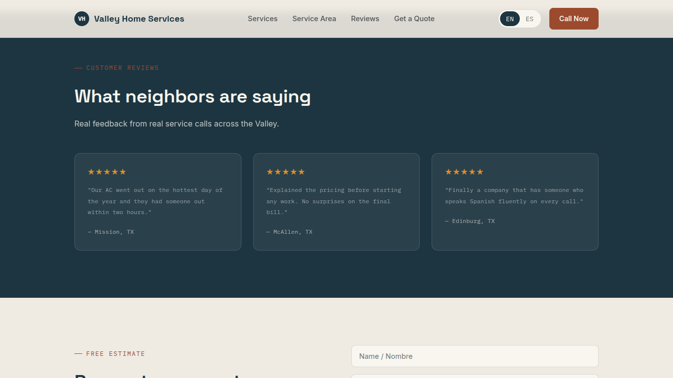 Service business template preview